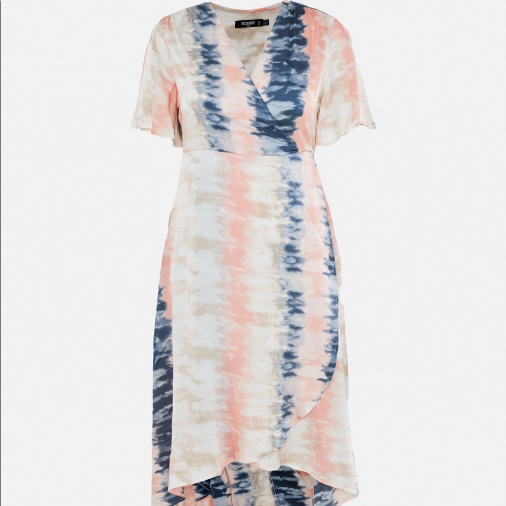Missguided Plus Size Tie Dye Wrap High Low Dress